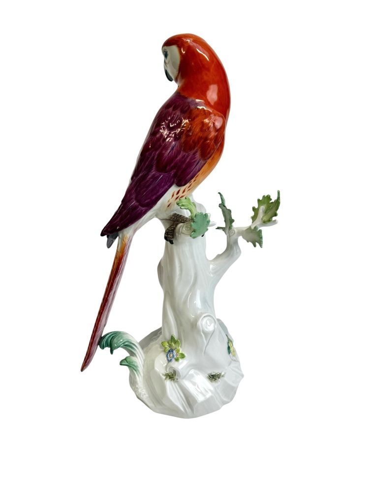 Meissen - Porcelain Figure of a Parrot on a Tree Trunk