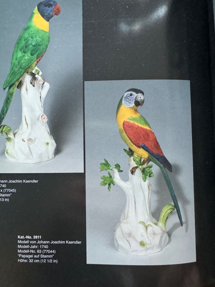 Meissen - Porcelain Figure of a Parrot on a Tree Trunk