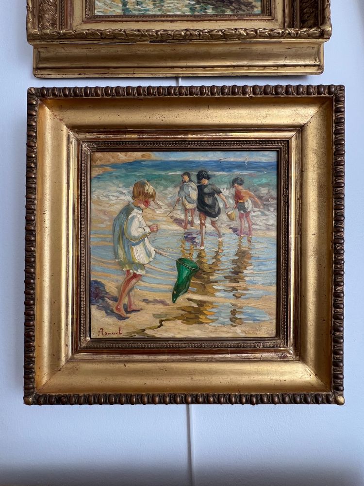 Scènes de plage, Huile sur panneau, Charles Roussel 