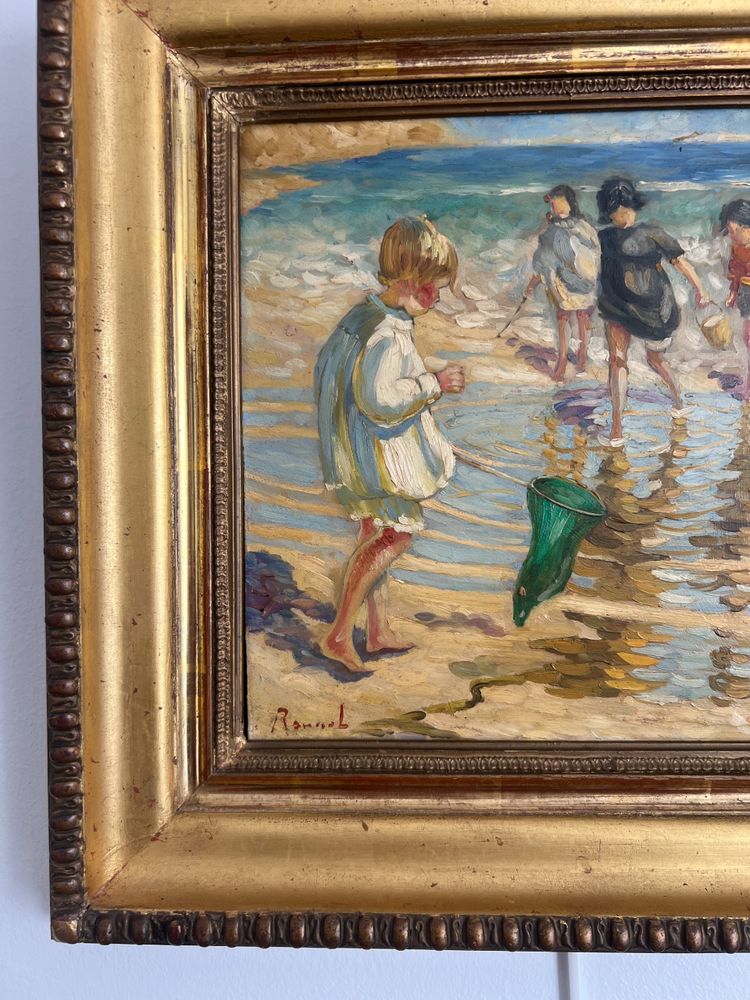 Scènes de plage, Huile sur panneau, Charles Roussel 