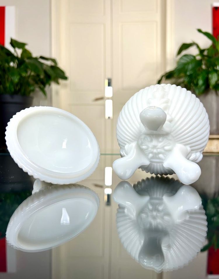 Barattolo per caramelle Drageoir Scatola opalina bianca - Decorazione