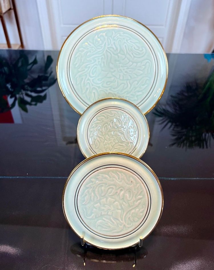 Coffret Porte-couteaux - Dessous Plat - Paire Dessous Bouteille Art Déco En Porcelaine