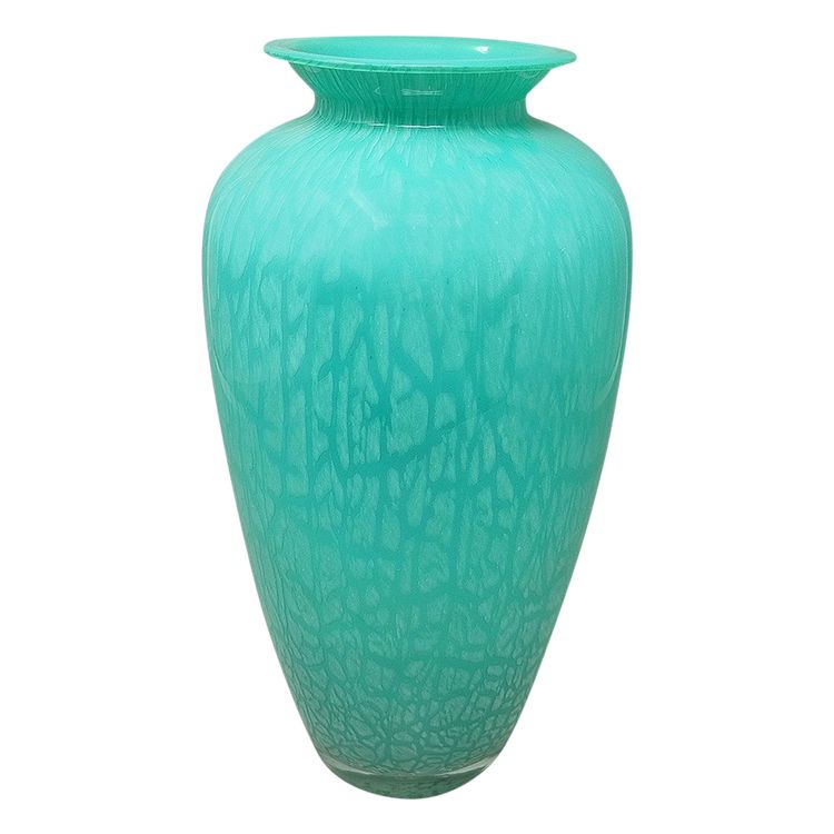 1970s Exquisited Handcrafted Green Vase by V.A.M. in Murano Glass. Made in Italy