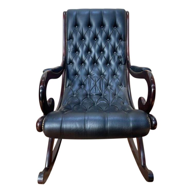 Fauteuil basculant Chesterfield en cuir noir 