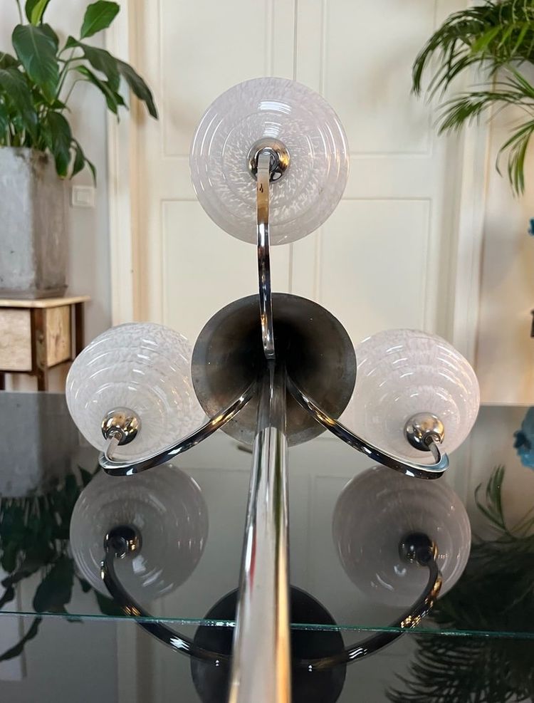 Lampadario Clichy a globi in metallo cromato - Luminaire Vintage