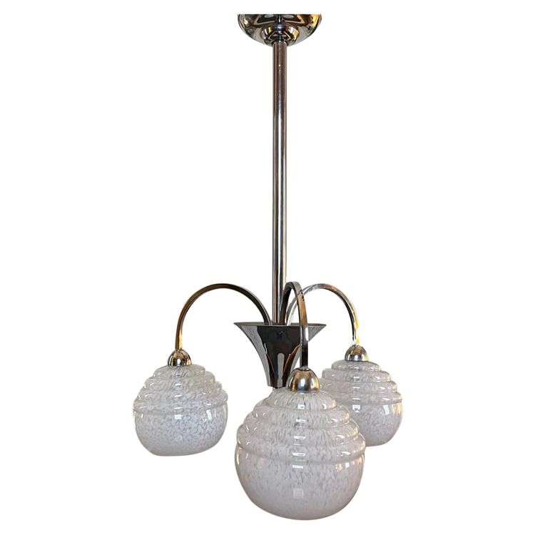 Lampadario Clichy a globi in metallo cromato - Luminaire Vintage