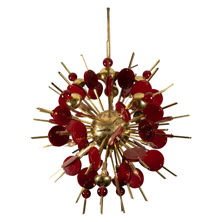 Lustre en laiton et verre Murano, fin XXe siècle 
