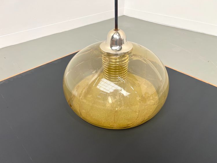 Blown glass paste pendant light, 1970s