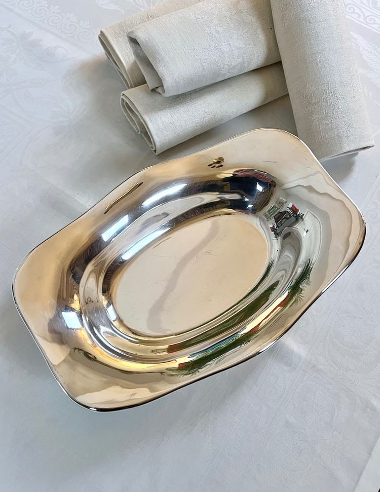 Bread Basket In Silver Plated Metal - Pièce De Forme Christofle Marked - 20th Century