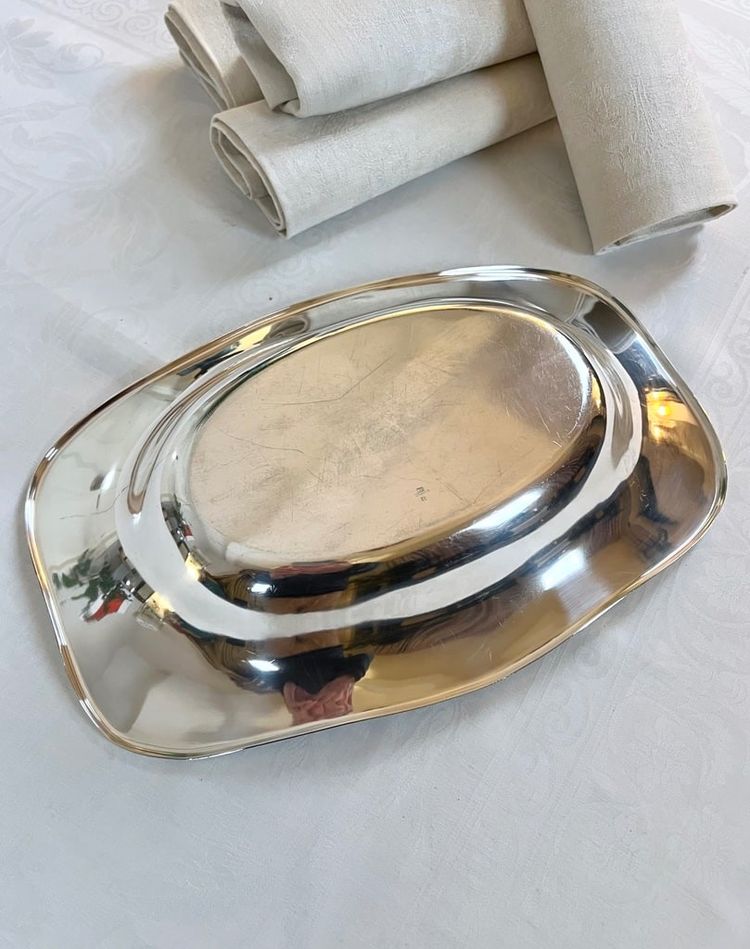 Bread Basket In Silver Plated Metal - Pièce De Forme Christofle Marked - 20th Century