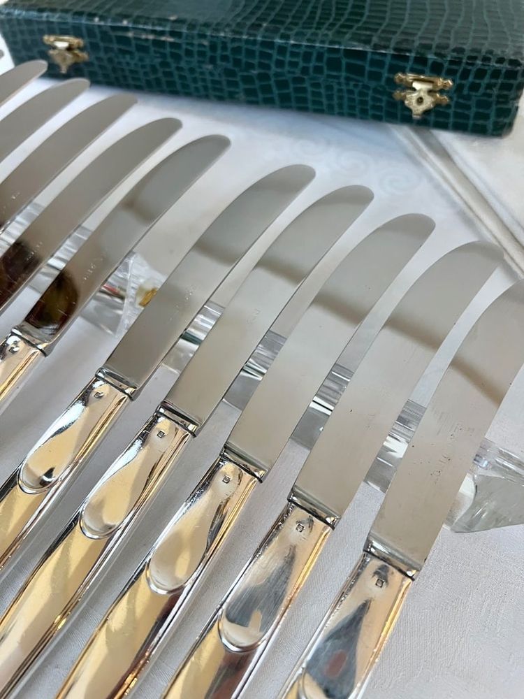 Couteaux De Table En Métal Argenté - Blades Inox - Vintage