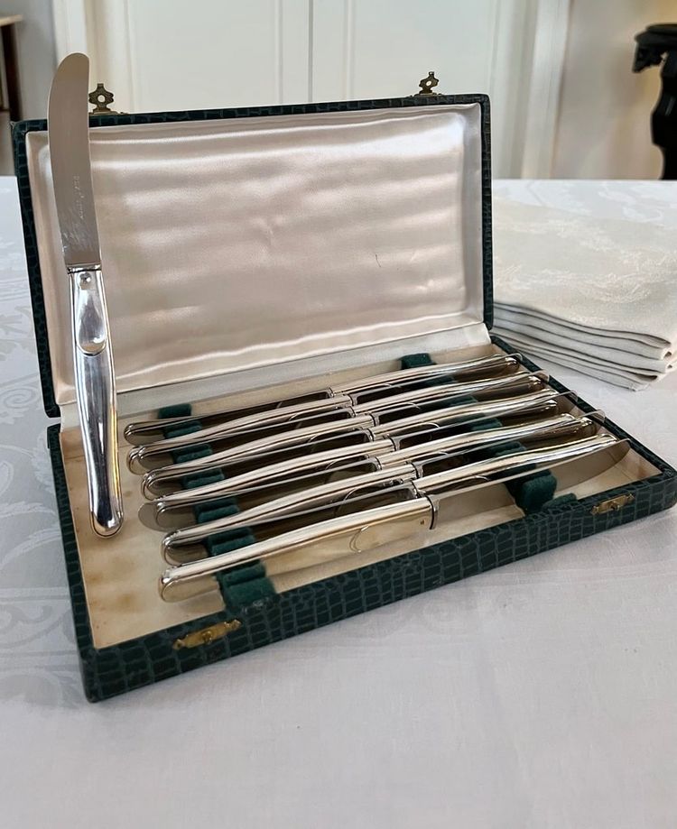 Couteaux De Table En Métal Argenté - Blades Inox - Vintage