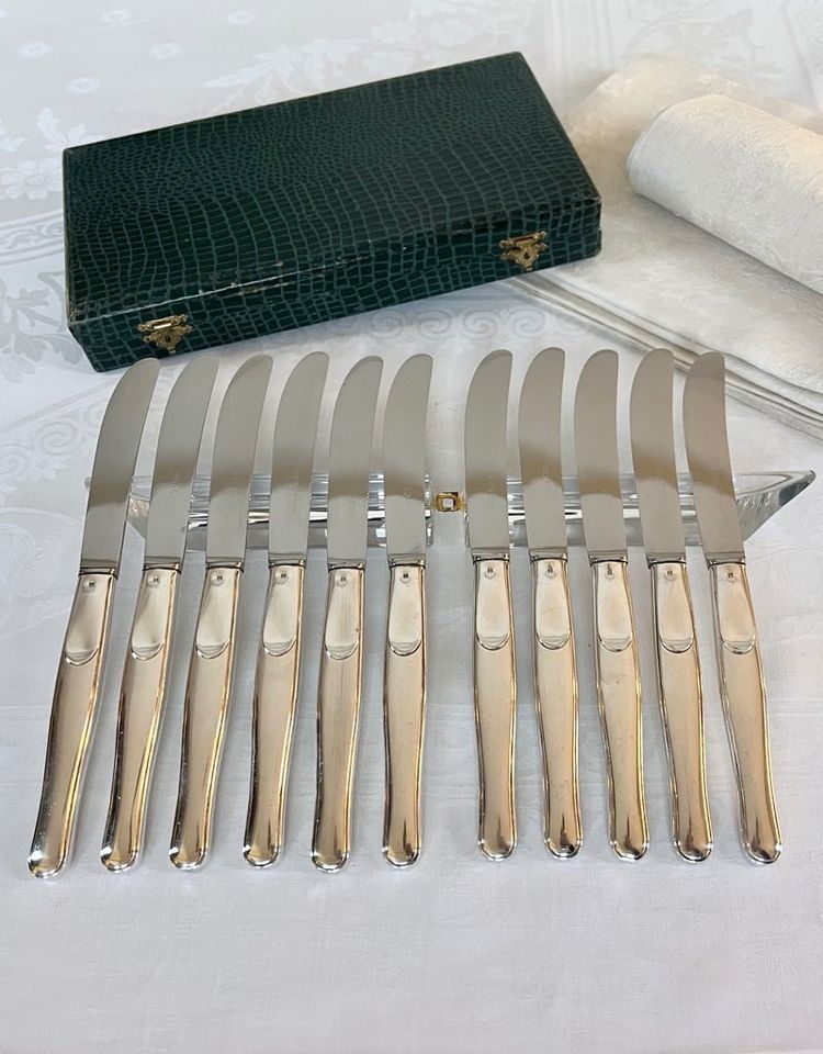 Couteaux De Table En Métal Argenté - Blades Inox - Vintage