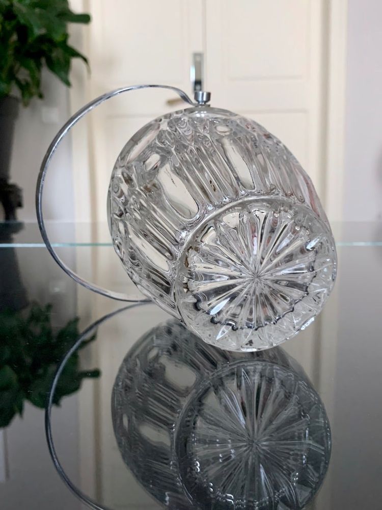 Glass And Metal Ice Bucket - Vintage