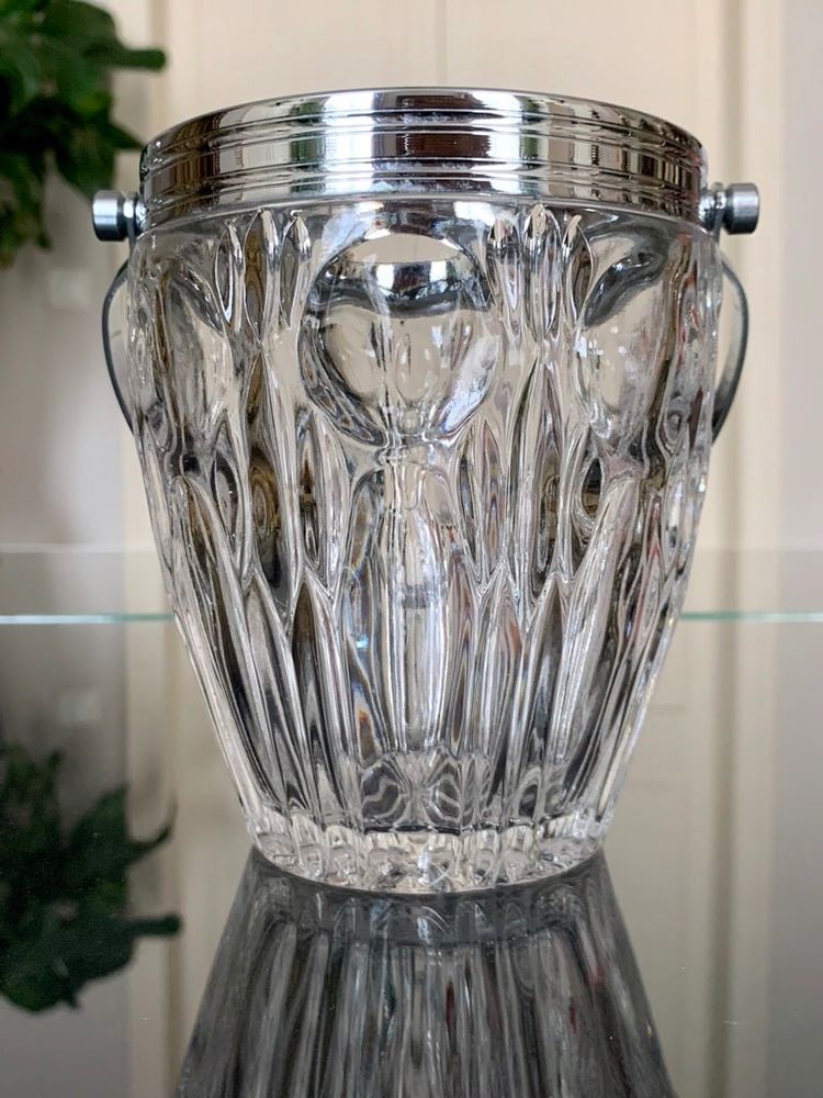 Glass And Metal Ice Bucket - Vintage