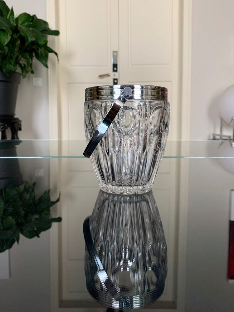Glass And Metal Ice Bucket - Vintage