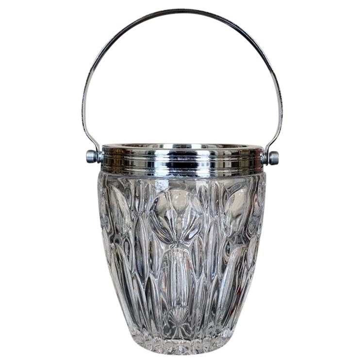 Glass And Metal Ice Bucket - Vintage