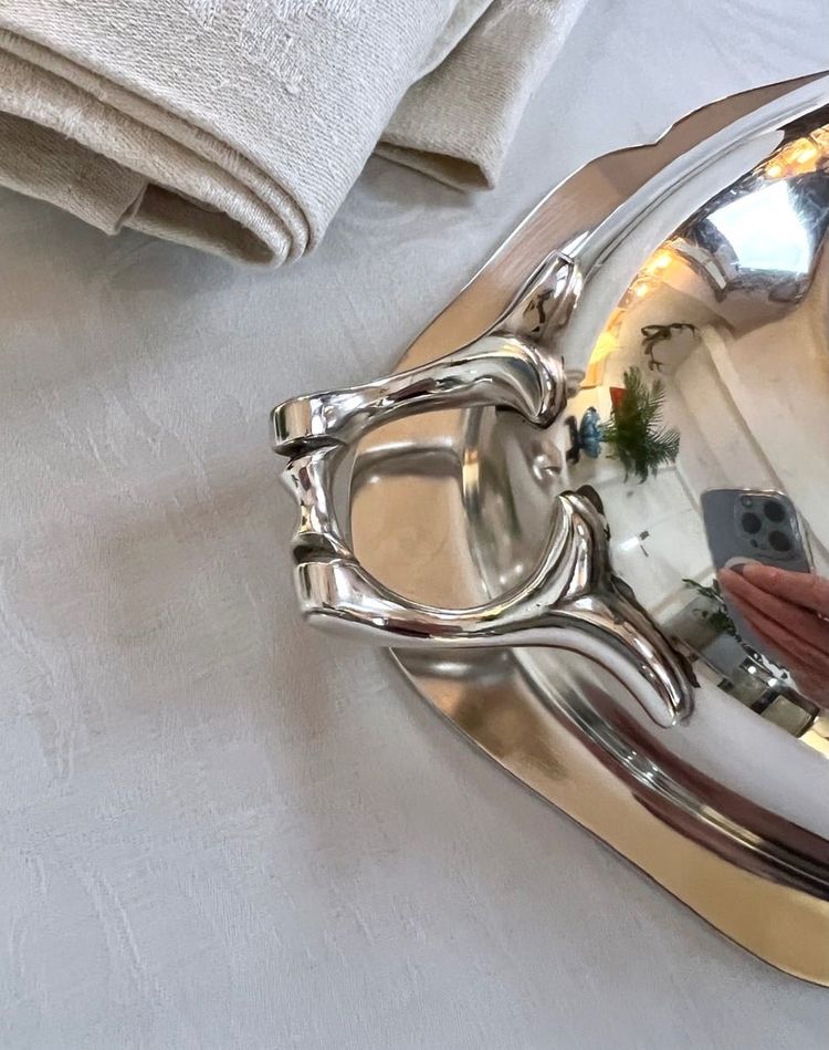 Légumier Plat De Service En Métal Argenté - Vintage Shaped Piece