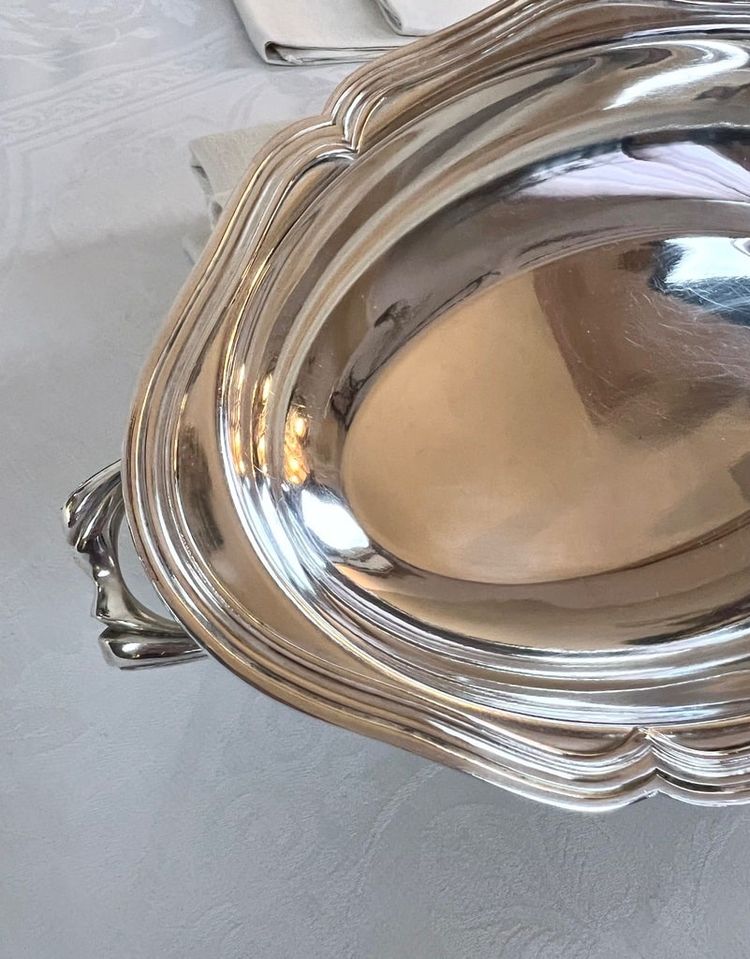 Légumier Plat De Service En Métal Argenté - Vintage Shaped Piece