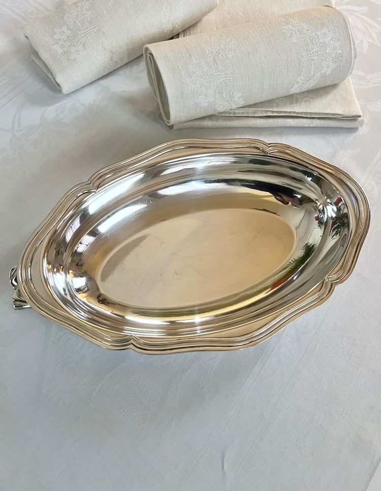 Légumier Plat De Service En Métal Argenté - Vintage Shaped Piece
