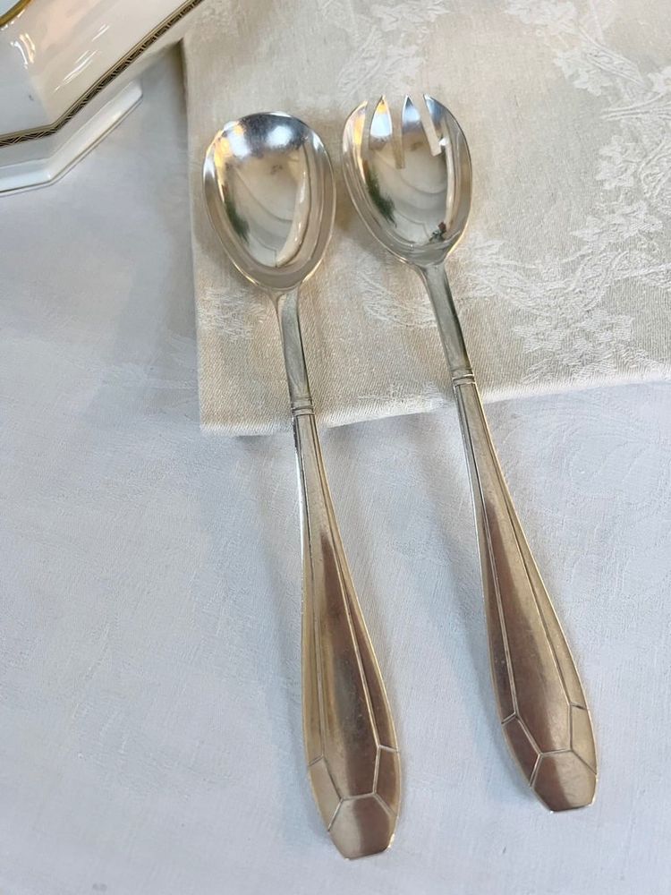 Silver Plated Salad Service Cutlery - Art Deco