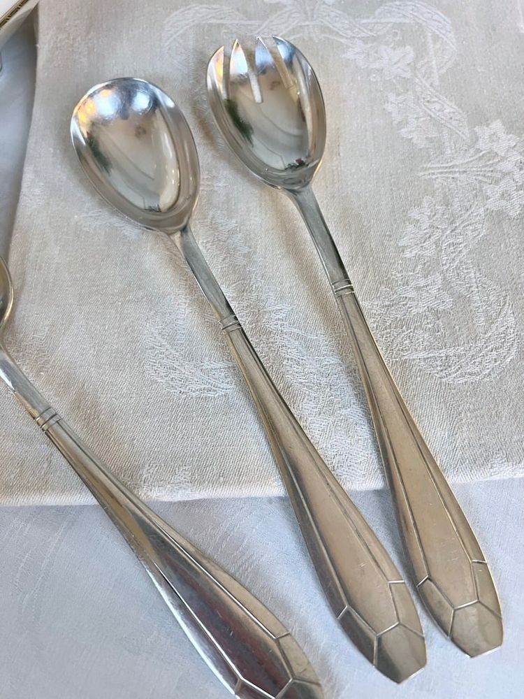 Silver Plated Salad Service Cutlery - Art Deco