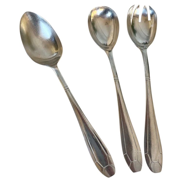 Silver Plated Salad Service Cutlery - Art Deco