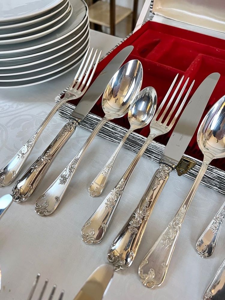 Silver-Plated Metal Cutlery Set - Louis XV Rocaille Style - 20th Century