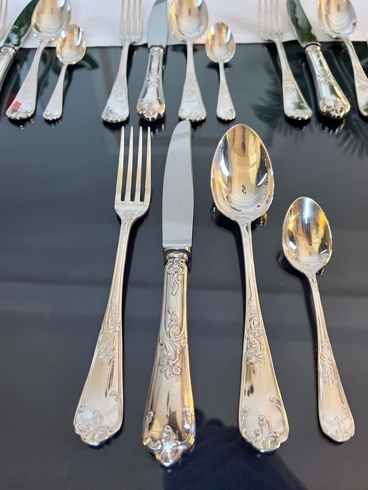 Silver-Plated Metal Cutlery Set - Louis XV Rocaille Style - 20th Century