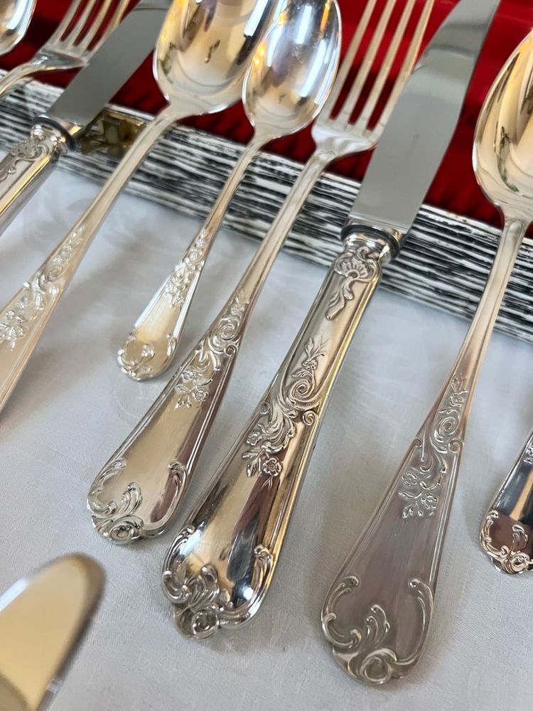 Silver-Plated Metal Cutlery Set - Louis XV Rocaille Style - 20th Century