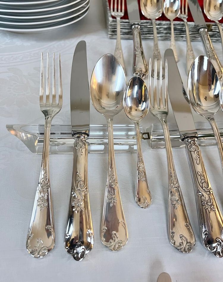 Silver-Plated Metal Cutlery Set - Louis XV Rocaille Style - 20th Century
