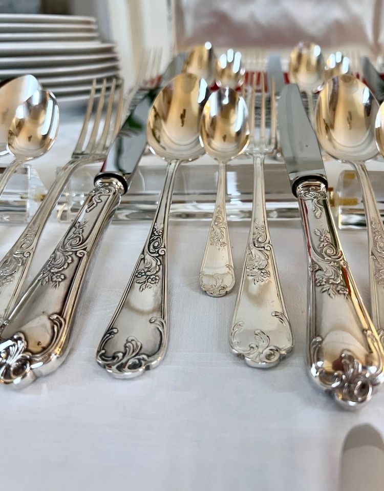 Silver-Plated Metal Cutlery Set - Louis XV Rocaille Style - 20th Century