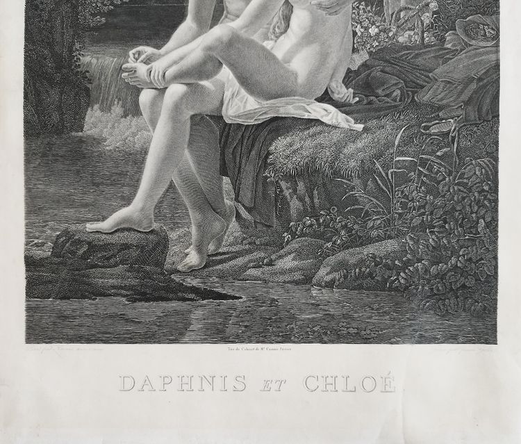 Etching Daphnis And Chloe Mythological Engraving By François Gelée After Hersent 19th C