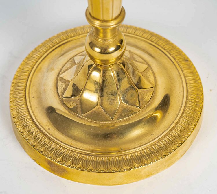 Pair of French Directoire Period Chiseled Gilt Bronze Candlesticks, Circa 1795-1799