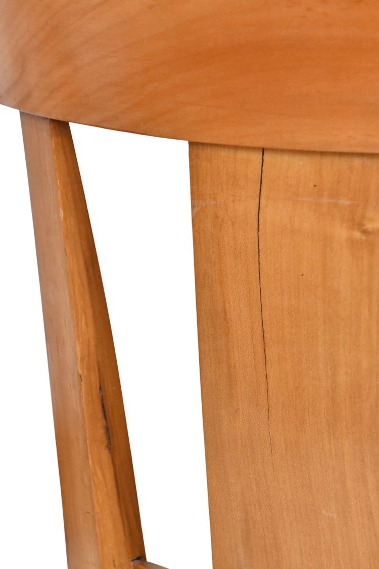 Pair of chairs with barrette backs and bands painted with animated landscapes