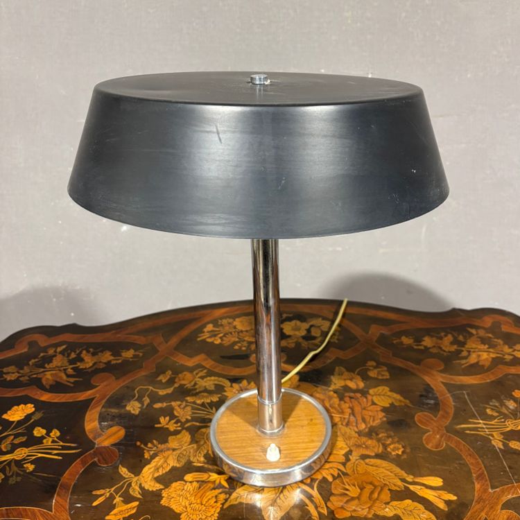 60's table lamp in wood and aluminum