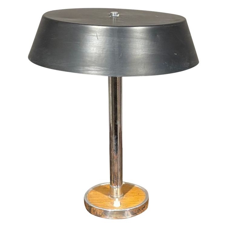60's table lamp in wood and aluminum