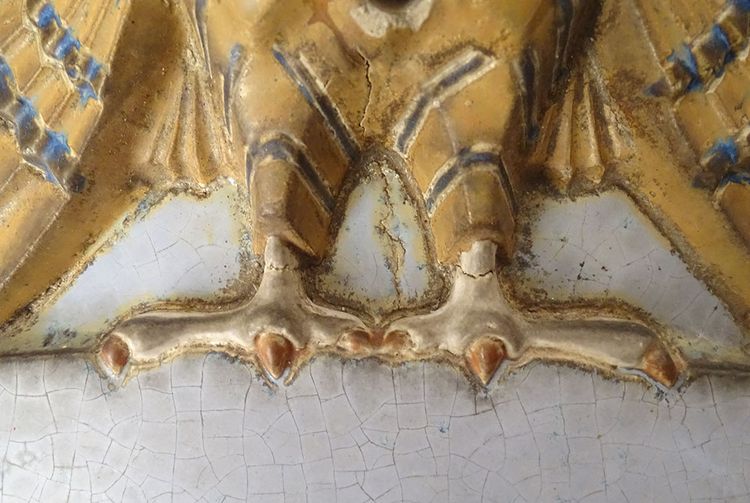 Head Plaque Wall Fountain Glazed Stoneware Owl Bird Art Deco 20th Century