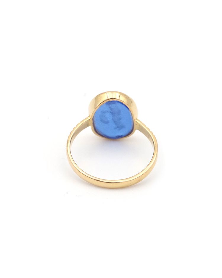 Anello in oro 14 carati con intaglio a forma di pescatore, gioielli con cammeo e intaglio, gioielli vintage, intaglio a forma di pesca