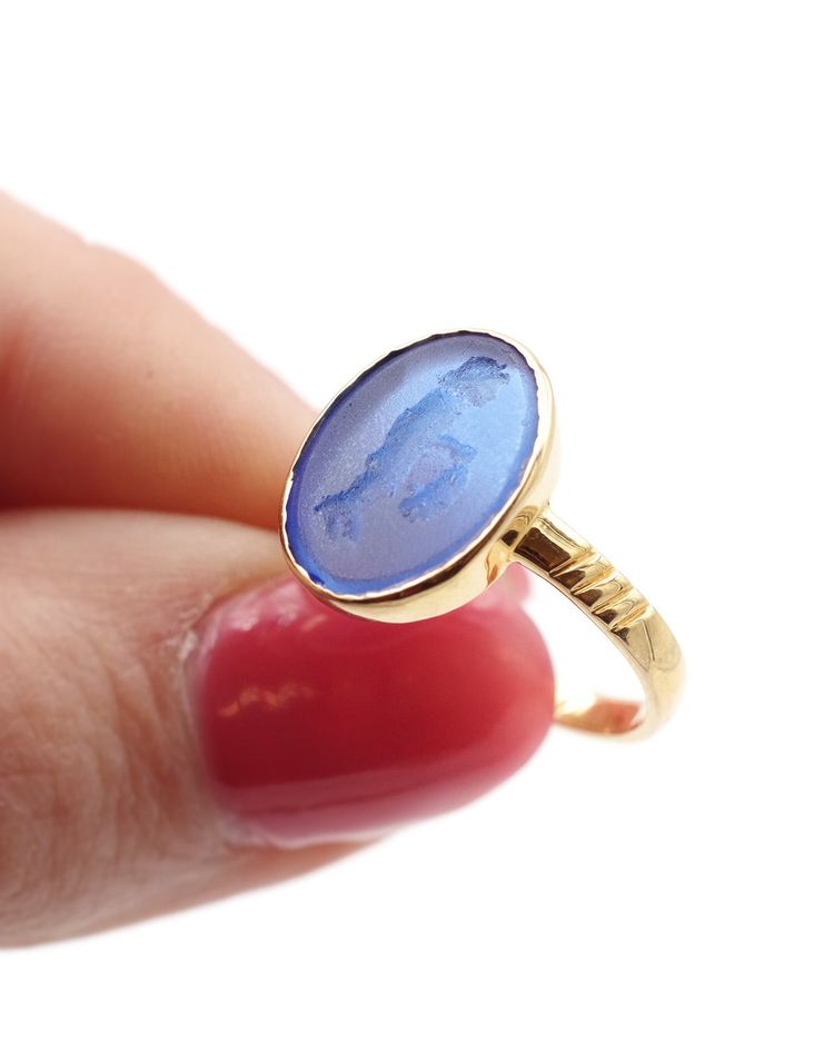 Anello in oro 14 carati con intaglio a forma di pescatore, gioielli con cammeo e intaglio, gioielli vintage, intaglio a forma di pesca