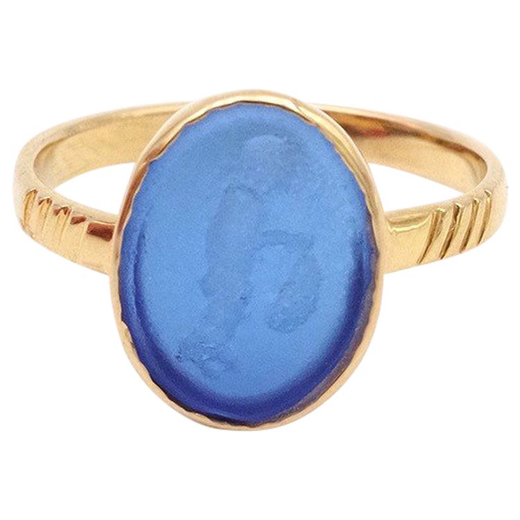 Anello in oro 14 carati con intaglio a forma di pescatore, gioielli con cammeo e intaglio, gioielli vintage, intaglio a forma di pesca