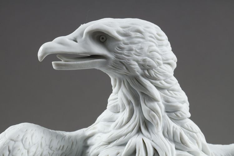 PAIR BISCUIT SCULPTURES OF NAPOLEON III EAGLES