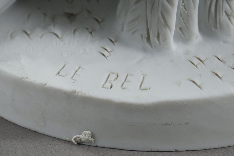 PAIR BISCUIT SCULPTURES OF NAPOLEON III EAGLES