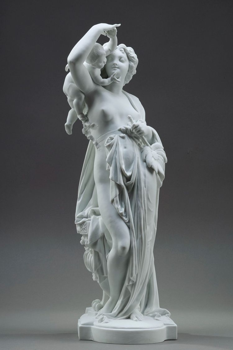 PAIR OF ALLEGORICAL FIGURES BISCUIT PORCELAIN, AFTER CARRIER-BELLEUSE