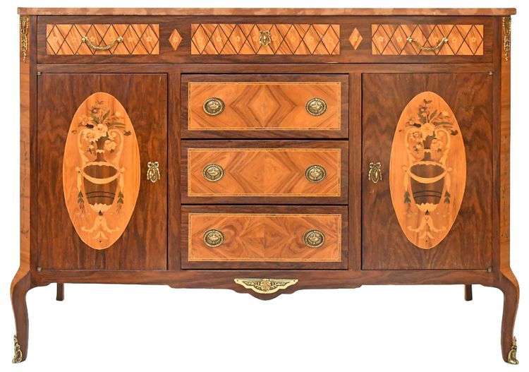 Credenza intarsiata in stile Luigi XV 