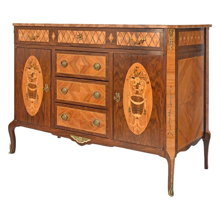 Credenza intarsiata in stile Luigi XV 