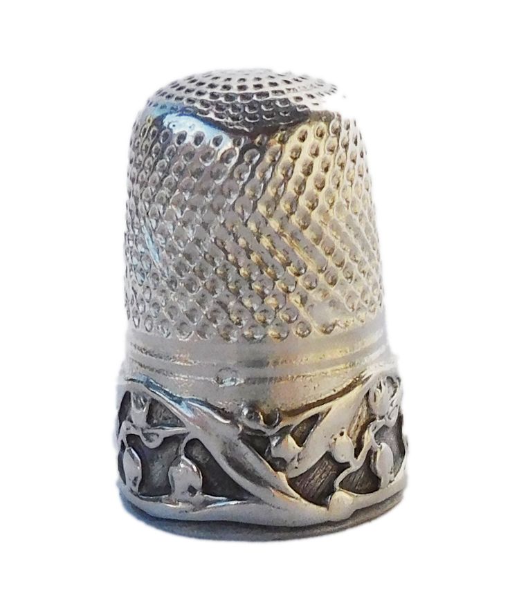 Mimosa ART NOUVEAU silver sewing kit, early 20th century, scissors, thimble, needle case