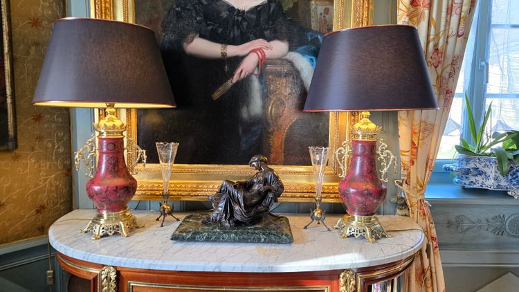 Coppia di lampade in porcellana Boch Frères, Napoleone III.