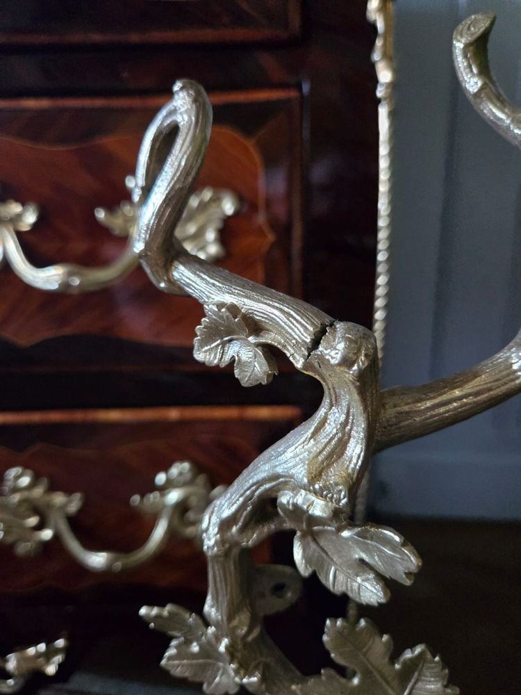 Pair of bronze fireplaces with children, Louis XV style.