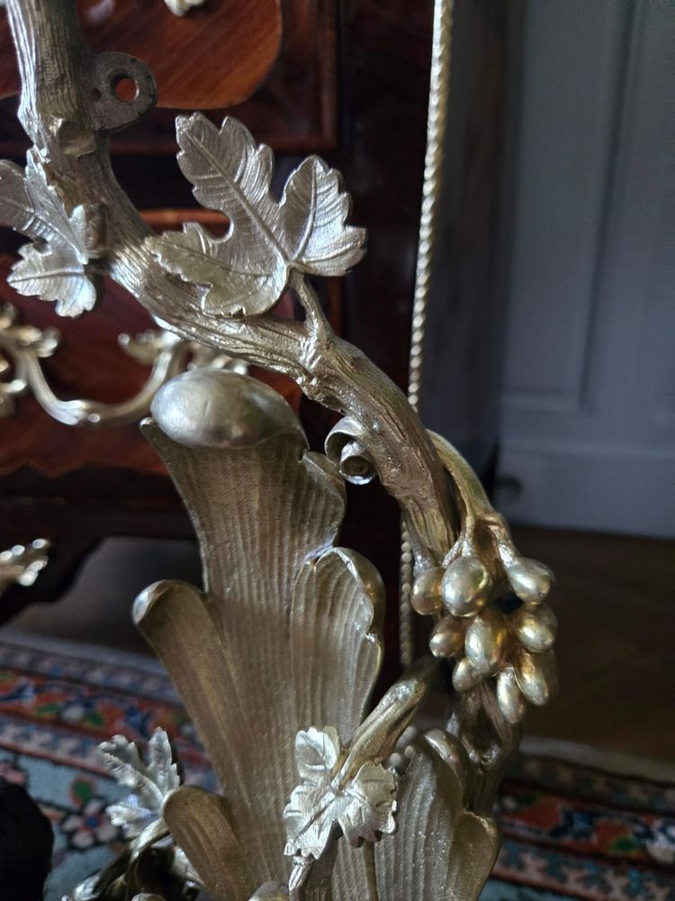 Pair of bronze fireplaces with children, Louis XV style.